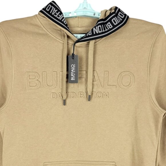 NWT Buffalo David Bitton Men's Pullover Logo Beige Hoodie Sweatshirt Size Medium - Picture 5 of 12